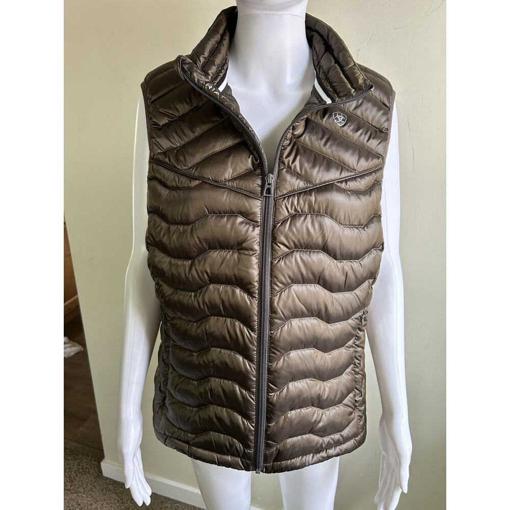 Ariat AriatTEK Ideal Down Vest Womens XL Brown Quilted Insulated Full Zip - Picture 4 of 11